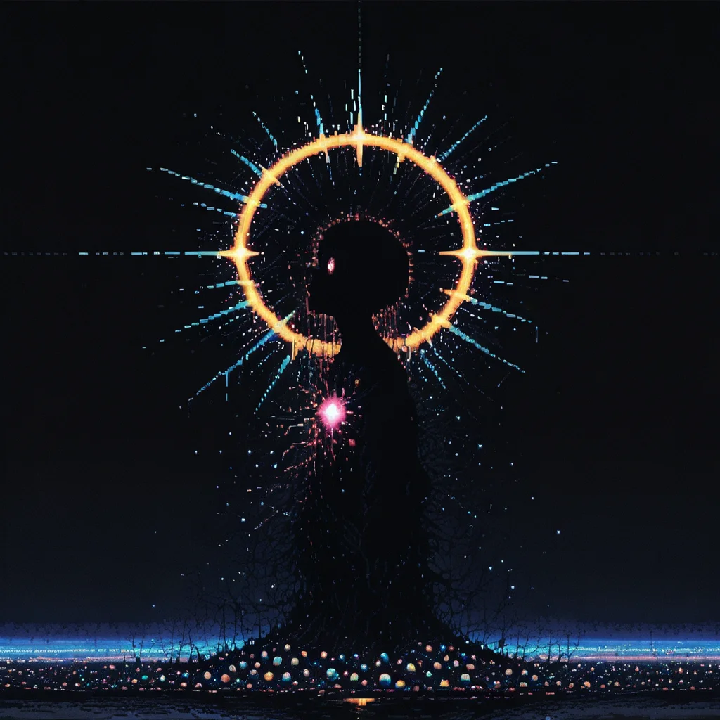 dpa, pixel art, bright colors, dark background, galaxy background, vivid lighting, from side, from above, dutch angle, depth of field, high quality, highres, glowing markings, liquid, melting, paint splatter, partially colored, retro artstyle, transparent, tendril, multicolored egg, halo, ascending, god, birth, eldritch abomination, 15546+456868
photorealistic, masterpiece, best quality, amazing quality, very aesthetic, absurdres, newest, scenery, volumetric lighting, <lora:DetailedPixelArtILL:1> <lora:114558v4df2fsdf5:1>