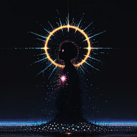 dpa, pixel art, bright colors, dark background, galaxy background, vivid lighting, from side, from above, dutch angle, depth of field, high quality, highres, glowing markings, liquid, melting, paint splatter, partially colored, retro artstyle, transparent, tendril, multicolored egg, halo, ascending, god, birth, eldritch abomination, 15546+456868
photorealistic, masterpiece, best quality, amazing quality, very aesthetic, absurdres, newest, scenery, volumetric lighting, <lora:DetailedPixelArtILL:1> <lora:114558v4df2fsdf5:1>