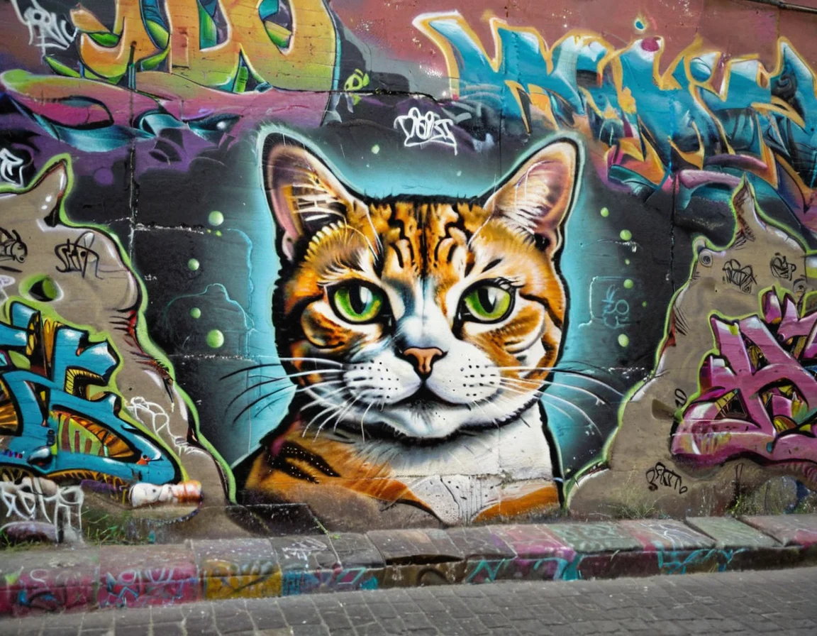 cinematic still graffitilora, wall, graffiti, 1cat, portrait . emotional, harmonious, vignette, 4k epic detailed, shot on kodak, 35mm photo, sharp focus, high budget, cinemascope, moody, epic, gorgeous, film grain, grainy, graffitilora, wall, graffiti, 1cat, portrait, intricate, full color, elegant, highly detailed, lush, sharp focus, radiant light, vivid colors, cinematic, surreal, scenic, background, professional, enhanced, unique, glowing, magical, beautiful, symmetry, perfect, brilliant, lucid, epic, best, thought, dramatic, novel, colorful
