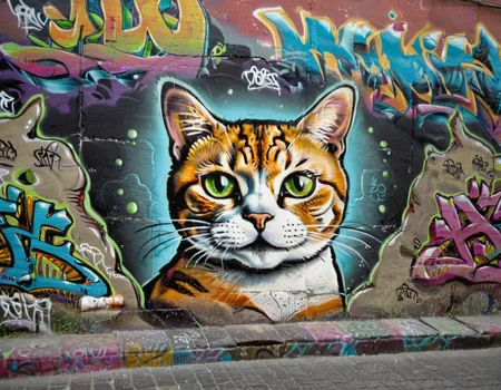cinematic still graffitilora, wall, graffiti, 1cat, portrait . emotional, harmonious, vignette, 4k epic detailed, shot on kodak, 35mm photo, sharp focus, high budget, cinemascope, moody, epic, gorgeous, film grain, grainy, graffitilora, wall, graffiti, 1cat, portrait, intricate, full color, elegant, highly detailed, lush, sharp focus, radiant light, vivid colors, cinematic, surreal, scenic, background, professional, enhanced, unique, glowing, magical, beautiful, symmetry, perfect, brilliant, lucid, epic, best, thought, dramatic, novel, colorful