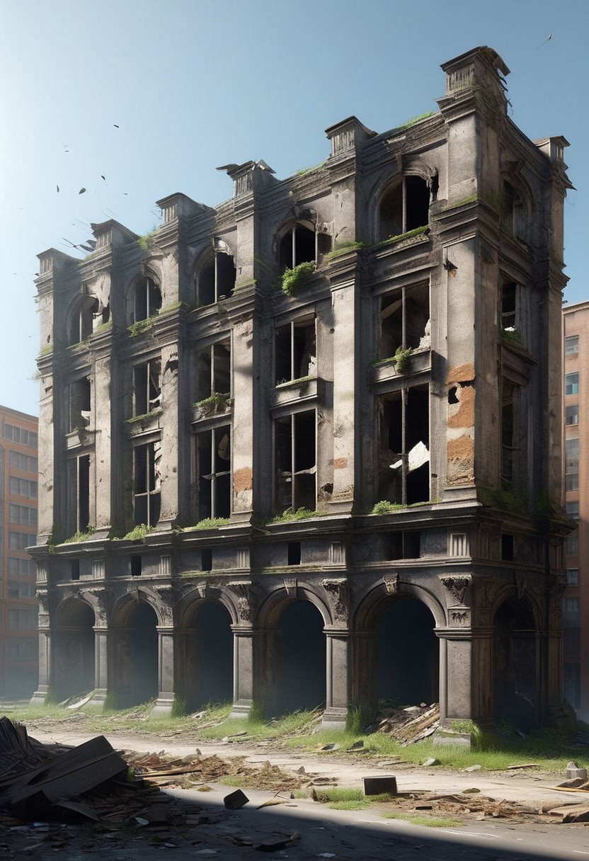 (photorealistic), city ruin, cf_style, (masterpiece), score_9
