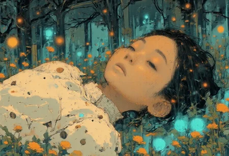 A tranquil anime-style illustration of a man lying on a lush green field surrounded by vibrant grass and small white flowers. He wears a simple white tank top, his arms relaxed behind his head, and his eyes closed, radiating peace and contentment. A group of toads lie beside him, its eyes gently closed as it basks in the sunlight.
Sunlight filters through the leaves above, creating dappled patterns of light and shadow on her face and the grass. The background features dense greenery and a serene, natural atmosphere, emphasizing the quiet harmony between the man and her surroundings. The composition captures a moment of restful solitude in nature, with warm lighting and soft textures that highlight the peaceful mood.
<lora:Anime v1.3:1.2> <lora:Blue_Future:0.9> <lora:Ethereal_Brush_Anime_v1.0:0.6> <lora:It's a LoRA for portraits, BUT! actually specialized in backgrounds. v1.0:0.2> <lora:dreadmirth-style-art:0.6> dreadmirthart