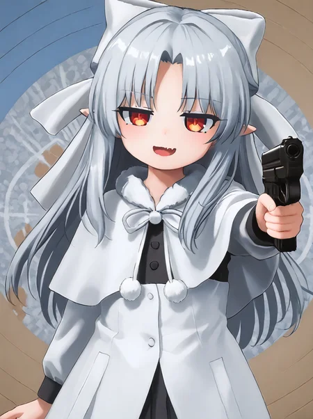 detailed background,
<lora:len.pony:1>
len, shiro,
<lora:nanako.pony:1>
nanako,
holding gun, smug, half-closed eyes, aiming at viewer, gun to viewer, open mouth,
