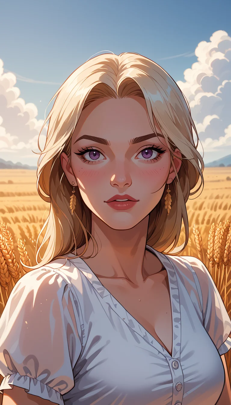 score_9, score_8_up, score_7_up, (Western Comics), girl, cute, seductive, innocent, in white summer dress, dark storm clouds, (wheat fields background), (Portrait photo), (depth of field), (dynamic angle), (ultra detailed, high quality texture), (sharp), (artistic image)