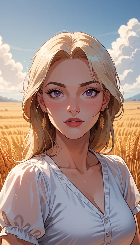 score_9, score_8_up, score_7_up, (Western Comics), girl, cute, seductive, innocent, in white summer dress, dark storm clouds, (wheat fields background), (Portrait photo), (depth of field), (dynamic angle), (ultra detailed, high quality texture), (sharp), (artistic image)