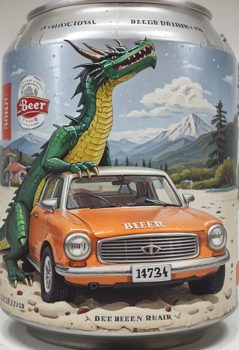 beerlabel, beer can, (dragon_car), solo