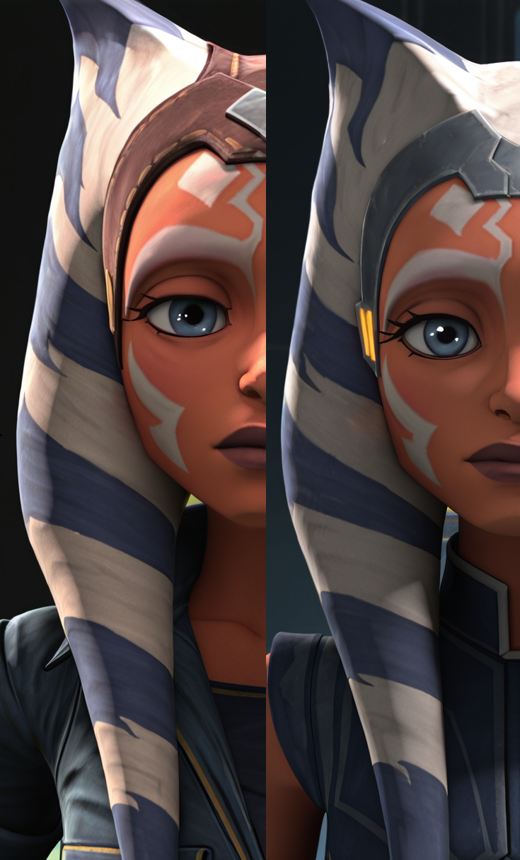 <lora:Ahsoka_Tano_S7TOTJ:1> ahsoka_tano, 1girl, female fcous, togruta, orange_skin, facial_markings, symmetrical face paint, original_appearance, clone_wars_style, 3d, close_up, facing viewer, looking at viewer