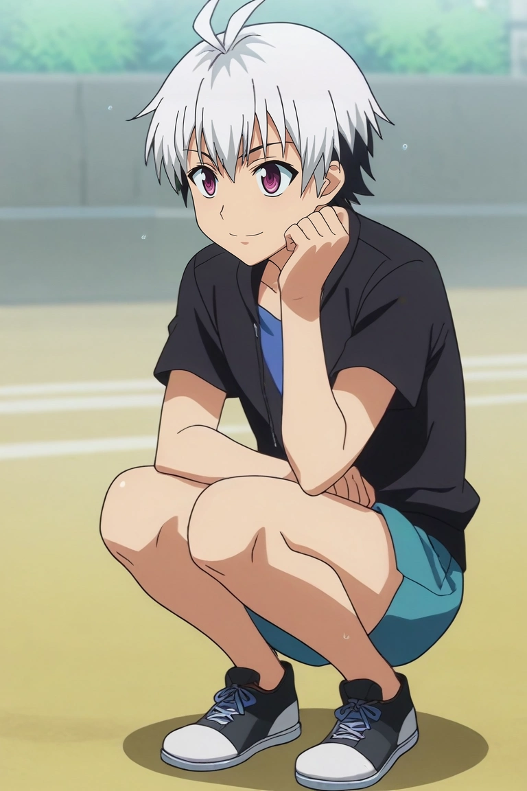 score_9, score_8_up, score_7_up, source_anime, rating_safe, , anime screencap, anime coloring, , , depth of field, 1boy, solo, male focus, <lora:ren_elsie_jewelria_pony:0.96>, ren_elsie_jewelria, white hair, purple eyes, short hair, two-tone hair, multicolored hair, black hair, full body, cold, ice, dawn, squatting, happy, , <lora:sdxl_lightning_8step_lora:1>