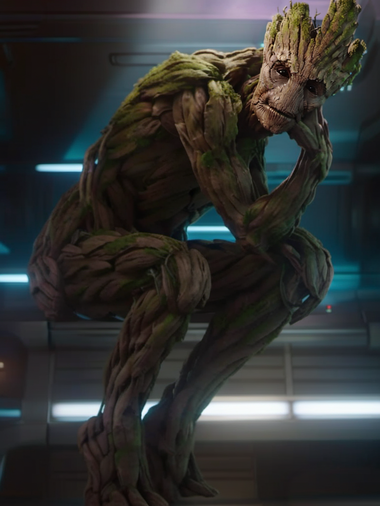 Groot1024, a human-tree, full body, rodin thinker, sittting in a spaceship, detailed eyes, highly detailed, photography, ultra sharp, film, bokeh, professional, 4k <lora:Groot1024:0.8>