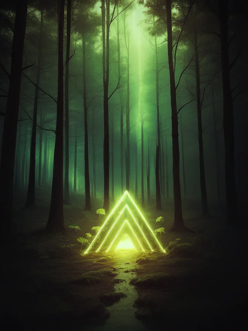 score_9, score_8_up, score_7_up, score_6_up, score_5_up, score_4_up, woman, m00dygr33n, neon, glow, forest, <lora:m00dygr33nXLP:0.8>