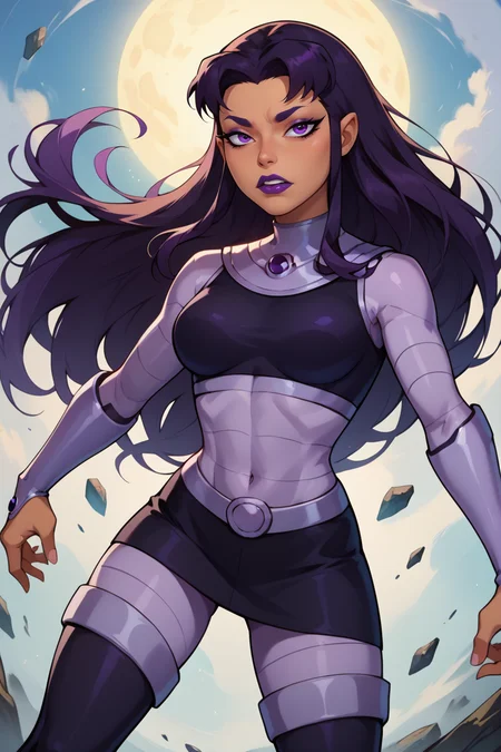 score_9, score_8_up, score_7_up, BREAK, 1girl, solo, breasts, <lora:blackfire-guy-PONYv1:1>, blackfire, makeup, lipstick, bodysuit, thigh boots,