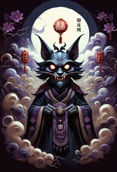 DonMD4rkT00nXL painting fusion of hantu bunting,Chinese Lung    <lora:DonMD4rkT00nXL-000008:1>