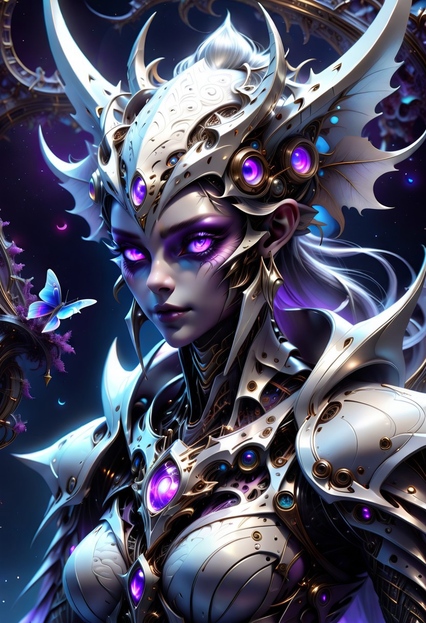 "photorealistic, highly detailed, intricate, fractal, iridescence, [:glowing eyes:6], 8k, 16k, gradient background, living in the night, 'neath devils torn asunder, you call on me to solve a crooked rhyme, as i'm closing in imposing on your slumber, you call on me as bells begin to chime, are you on the square? are you on the level?, are you ready to swear right here, right now before the devil? glowing eyes, low camera angle, fractal, iridescence, glow, night blue, silver, platinum, purple, moonlit, mythp0rt, ne0nfant4sy, midjourney_whisper_avant_couture."