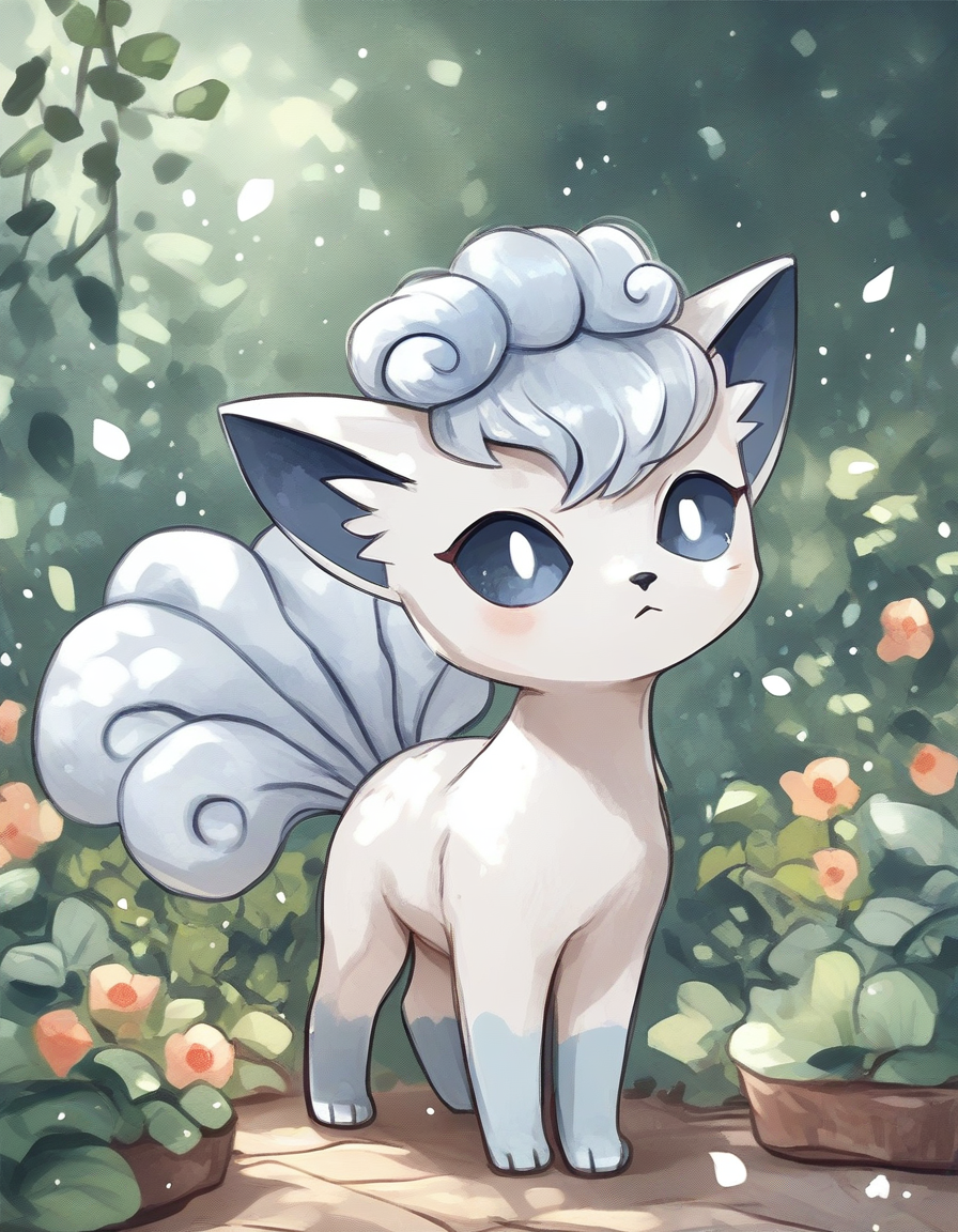 silver alolan vulpix, pokemon_(creature) ncpy57 style <lora:ncpy57 style:1>, score_9, score_8_up, score_7_up, score_6_up, score_5_up, score_4_up