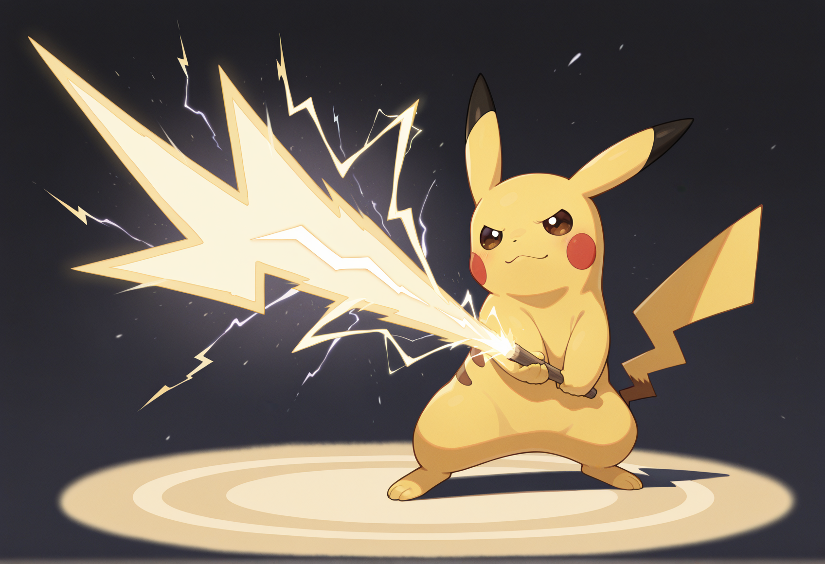 no humans, pikachu, holding lightning bolt symbol,  brave_pose <lora:Brave_Pose:1>, masterpiece, best quality, amazing quality, very aesthetic, absurdres, highres, newest