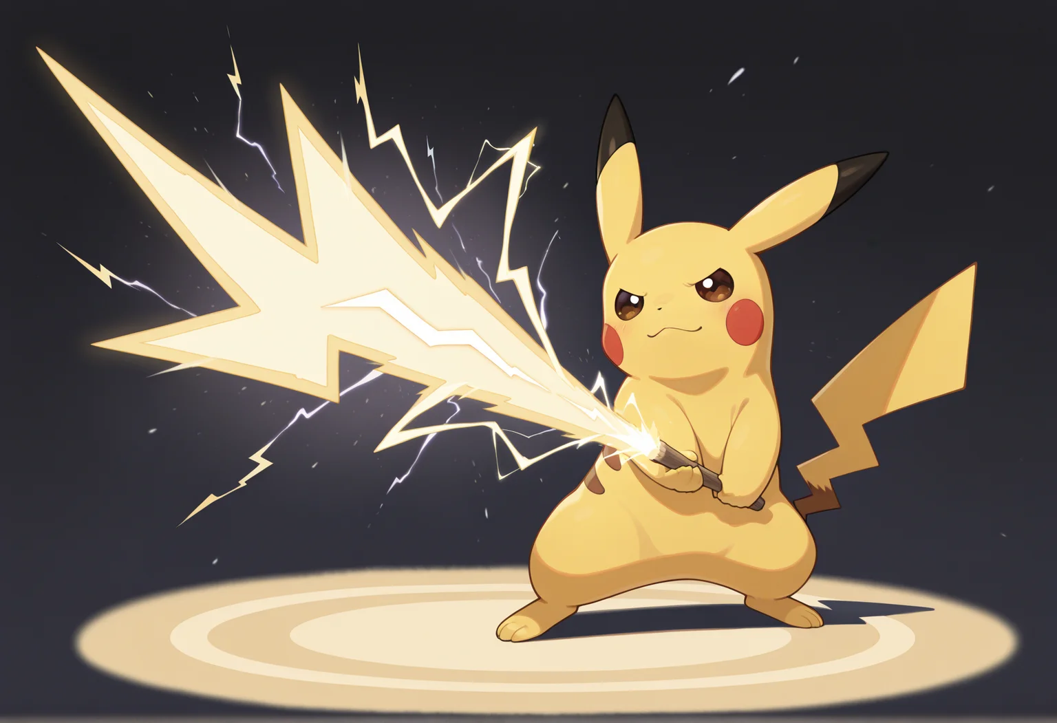 no humans, pikachu, holding lightning bolt symbol, brave_pose <lora:Brave_Pose:1>, masterpiece, best quality, amazing quality, very aesthetic, absurdres, highres, newest