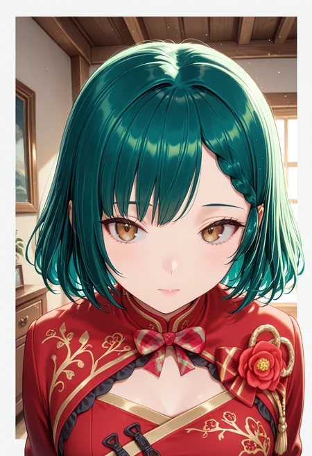 masterpiece, best quality, 32k, high resolution, absurdres
1girl, solo, Rin, Rinh, medium hair, green hair, brown eyes, braid, small breast, almost flat chest
batik shirt
closeup to face, portrait, outside border
indoors
light particles, dynamic angle, cinematic angle, various angles, detailed background, beautiful background, (rays light:1.0),(grow:1.0) vivid colors, shiny and glossy, anime style, high-res, beautiful aesthetic, very intricate, high-quality details, vibrant,
<lora:add-detail-xl:1.10> <lora:spo_sdxl_10ep_4k-data_lora_webui:0.95> <lora:noobai_ep11_stabilizer_v0.138_fp16:0.6> <lora:StS-Illustrious-Detail-Slider-v1.0:1.10> <lora:cfg_scale_boost:0.95> <lora:nyalia:0.20> <lora:Rin:1>