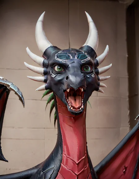 <lora:Adult_Corrupted_Cynder_-_The_legend_of_Spyro:0.7>
cynder, dragon, corrupted, green eyes, female, detailed eyes, solo, perforated wings, ultrarealistic, hyperdetailed, masterpiece, ((open mouth)), black eye contour,