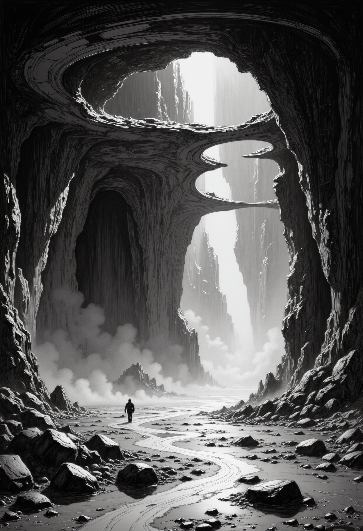 a monochrome futuristic science fiction art drawing, dramatic lighting
 <lora:arti_monopencildrawing_v01:1>