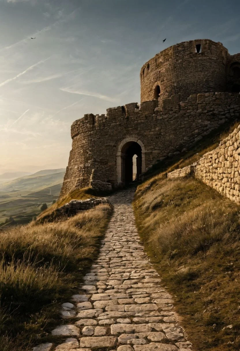 On a old roman roadway warm wind in my hair hot smell of the legion Rising up through the air
