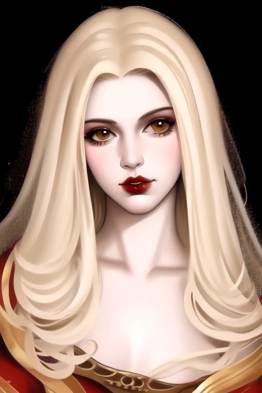 Romanian vampire girl, 23 years old, (beautiful:1.75), (very pale skin:1.35), (gothic makeup:0.99), (Red Lipstick:1),  (anime:0.35), (oval face:0.25), (attractive), (elegant1.5), (night), (front view:1.25), (elegant), 10 minutes before the world will end, hyper-realistic, ultra-detailed, insanely detailed, 4k, realistic 8k, shot on portra 400, (back light), (anime:0.05), (style of Leonardo da Vinci:1.0), (masterpiece), (style of Sandro Botticelli:1), (style of Gil Elvgren:1)