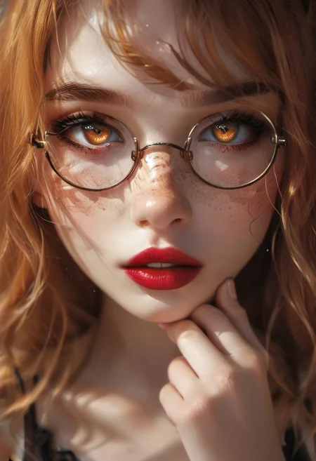 li, full body shot of a nerdy 20yo girl, ginger-blonde hair, ponytail, crop lace top, maid uniform, petite, pale skin, hazel eyes. frameless glasses. (freckles on face), pouty lips, lip gloss, lips slightly parted. cute, cosy, comfy, pretty, concentrating. neon lights, score_9, score_8_up, score_8_up, realistic, hyper realistic, background in bedroom, girls bedroom, profile, gaming, 1dk, portrait, pink, ((closeup face)), otoko no ko,
1dk, portrait, fcNeg, (goth makeup, hard makeup, red lipstick, applying makeup on another, holding lipstick tube, applying lipstick, lipstick tube, hand on another's face, camisole, makeup, red lipstick, goth, smoky eyes)