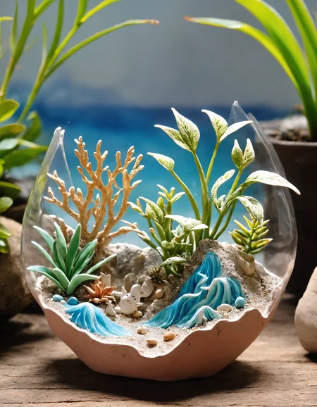 clay art art, a small plant shine bright like a diamond, find light in the beautiful sea