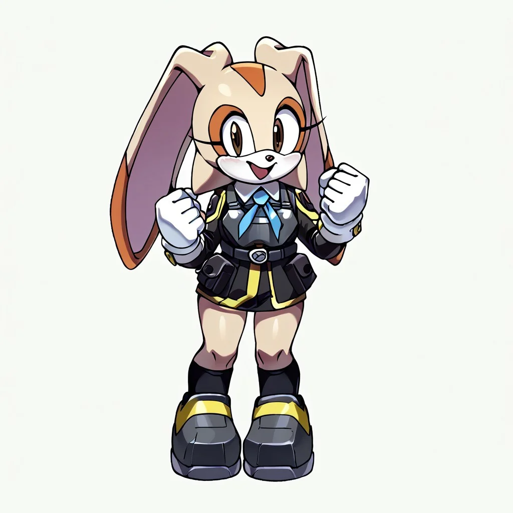 score_9, score_8_up, score_7_up, score_6_up, score_5_up, score_4_up, BREAK, <lora:CreamtherabbitpnyXL:1>, 1girl, blue ribbon, neck ribbon, solo, looking at viewer, smile, open mouth, simple background, gloves, white background, dress, ribbon, animal ears, brown eyes, standing, tail, full body, white gloves, rabbit ears, transparent background, ((helldiver outfit:1))), (((utimale humongous hips and thighs))), rabbit tail, furry, clenched hands, rabbit girl, furry female, animal nose, cream the rabbit , sonic the hedgehog \(series\)