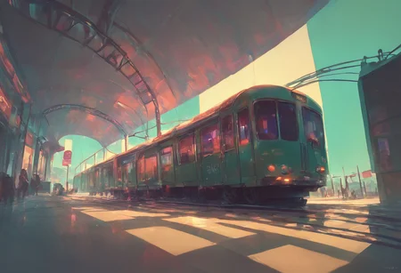 Score_9, SCore_8, Score_7, Oil Slick, Subway pulling into a station