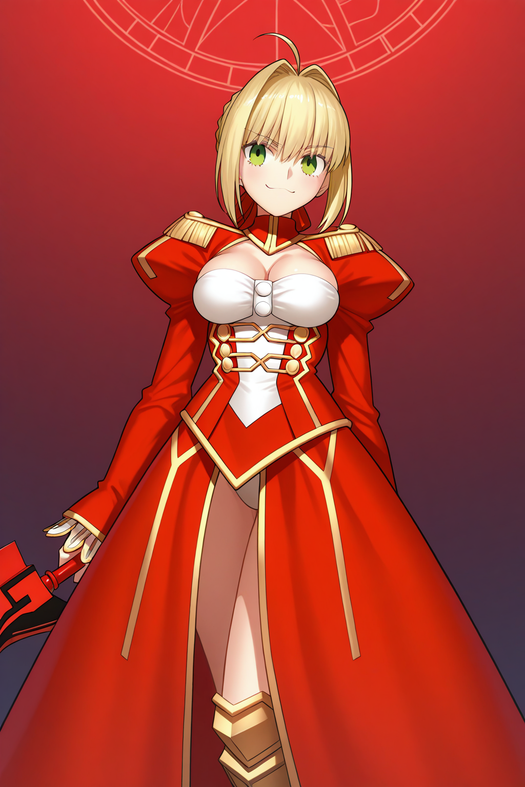 1girl, nero claudius, <lora:TYPE-MOON_Style:1>, type-moon, masterpiece, best quality, high quality, highres, absurdres