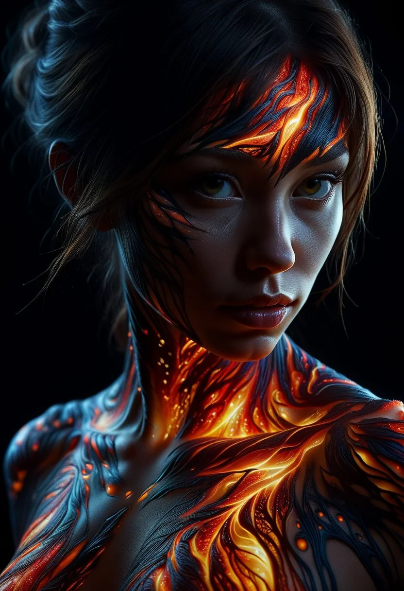 Close-up face, mysterious silhouette of a woman ral-lava clothing, backlit, alluring goddess, by Minjae Lee, Carne Griffiths, Emily Kell, Steve McCurry, Geoffroy Thoorens, Aaron Horkey, Jordan Grimmer, Greg Rutkowski, amazing depth, double exposure, surreal, geometric patterns, intricately detailed, bokeh, perfect balanced, deep fine borders, artistic photorealism , smooth, great masterwork by Suiras <lora:add-detail-xl:2> <lora:Double_Exposure:0.5>