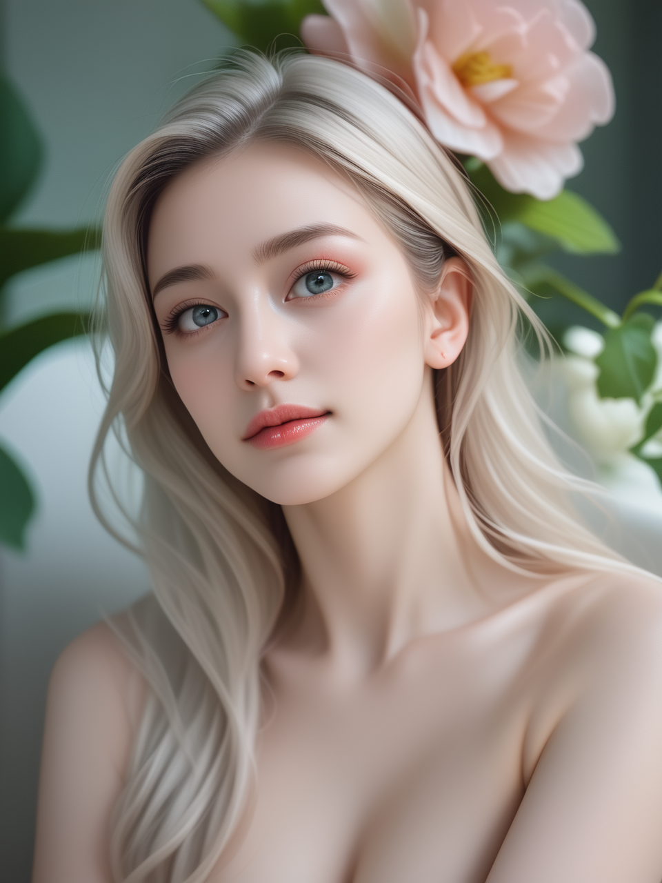 (score_9, score_8_up, score_7_up, score_6_up, score_9, ASCII score_9), (source_realistic photo), (masterpiece best quality), (beautiful atmosphere), (depth field, 8K, UHD), (sharped face, beauty makeup, perfect lips), (beautiful detailed face, beautiful oval face), (Clear and silky skin, Beautiful skin, natural breasts), (detailed embroidery), (sharp out line), (elegant nose), (photo realistic:1.1, realistic face:1.1), natural lighting, professional view, professional framework, dramatic lighting, skin dentation, detailed backgrounds, cinematic scene, head tilt, <lora:Skin Conditioner:1>
1girl, solo, gorgeous and Luxury, fanciful, translucent vintage woman, filled with an array of soft pastel flowers including hues of pink and white and green inside it, magical touch to the composition, naked, <lora:artroticaf erotic photography:0.4>, artroticaf,
