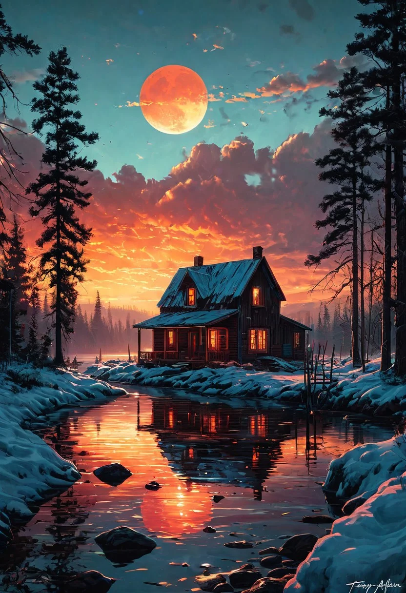 by [Lawren Harris:Kurzgesagt:0.25] and [Alena Aenami|Junji Ito] in the style of Terry Redlin