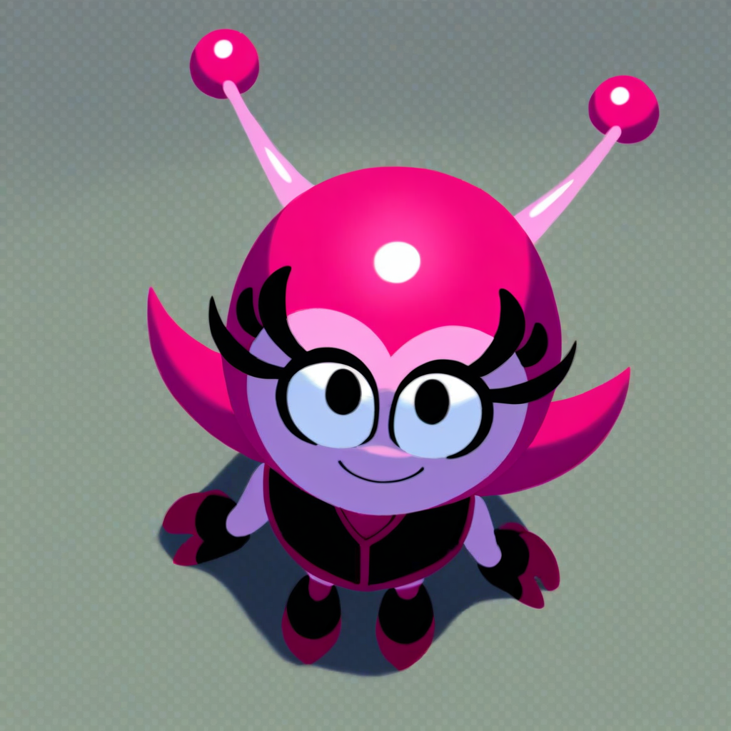 score_9, solo, mina_g, 1girl, black eyes, antennae, vest, smile, from above, looking at viewer,