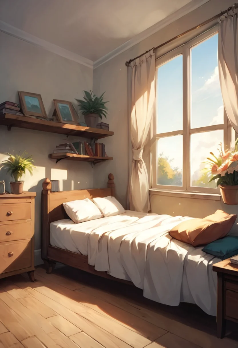 masterpiece,best quality, highly detailed, score_9, score_8_up, score_7_up, score_6_up,source_Anime,<lora:xl_more_art-full_v1:0.8>,half body shot,
BREAK
<lora:lightXL:0.8>neolight,plant, book, window, sunlight, lamp, indoors, bed, wooden floor, shelf, potted plant, flower, day