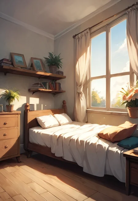 masterpiece,best quality, highly detailed, score_9, score_8_up, score_7_up, score_6_up,source_Anime,<lora:xl_more_art-full_v1:0.8>,half body shot,
BREAK
<lora:lightXL:0.8>neolight,plant, book, window, sunlight, lamp, indoors, bed, wooden floor, shelf, potted plant, flower, day