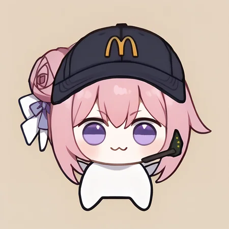 score_9, score_8_up, score_7_up, source_anime,
BREAK
1girl, solo,
<lora:Doro_X_PDXL_V1:0.8> doro, creature, :3, chibi, pink hair, purple eyes, hair bun, hair bow, no humans, white skin, four legs, solid circle eyes, no pupils,
<lora:shimcdonaldV1:1>, meme, mchat, portrait, headset, upper body, simple background,