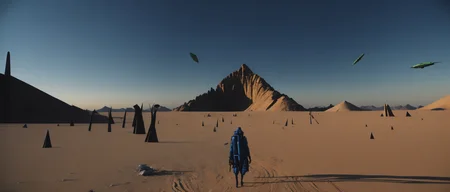 <lora:21ParralelDimensions:1>parallel dimension: a computer generated image of a person in the desert