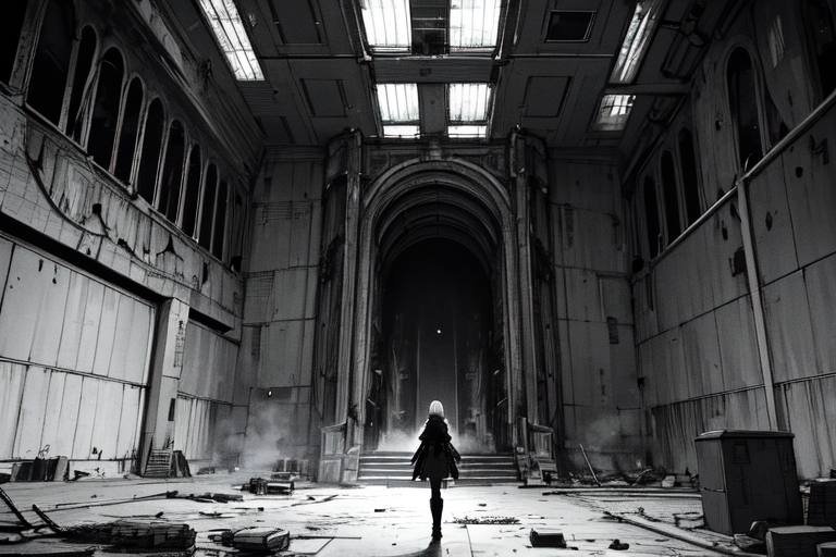 highly insanely detailed, masterpiece, top quality, best quality, highres, 4k, 8k, RAW photo, (very aesthetic, beautiful and aesthetic),  
tsutomu nihei,nihei_tsutomu,blame!,blame gakuen!,abara,TNstyle,sidonia_no_kishi,(stairs,lab,space,spacecraft,mausoleum,megastructure in background,city ruins,hangar,giant room,deep horizon,tower,sidonia \(ship\),tunnel), 
<lora:blamev2:0.3>, 
(1girl:1.3), 
solo focus, 
photo of a desolate battlefield, with shattered banners, scattered bones, and the eerie silence after a battle,misty weather,during winter,at twilight,âââ