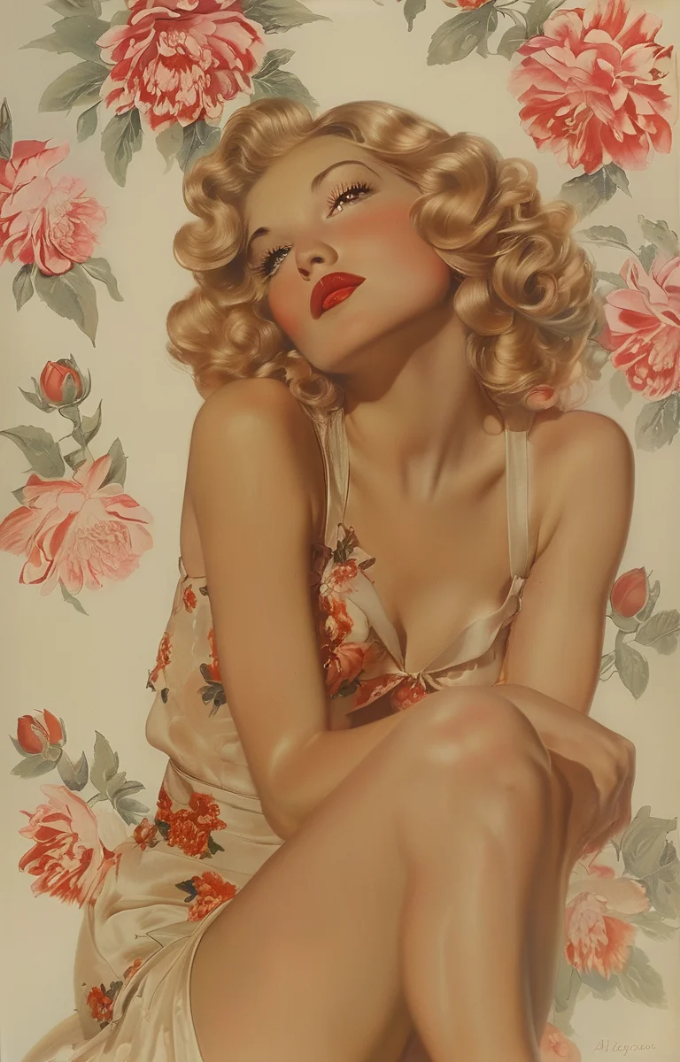 masterpiece,best quality,<lora:tbh208-sdxl:0.9>,illustration,style of Alberto Vargas decaying peonies