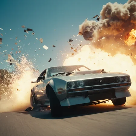 cinematic film still of <lora:casting shadow style v2:0.9>
<lora:Unreal Engine style:0.3>
a car is flying down in outerspace:1,no humans,space vehicle,motor vehicle,motion blur,car,explosion,vehicle focus,sports car , impact, crash, explosion, destruction, strike, wreck, smash, exploding cars, wrecked cars, cinematic shot, film, different color, real, collision, road rage, sport cars, sports car, car race, dismembering, falling, flying, accident, disaster, cinematic explosion, chaos, disintegration, high speed, vehicle, different sports car, flying debris, Muzzle blast, broken glass, sports car style, shallow depth of field, vignette, highly detailed, high budget, bokeh, cinemascope, moody, epic, gorgeous, film grain, grainy