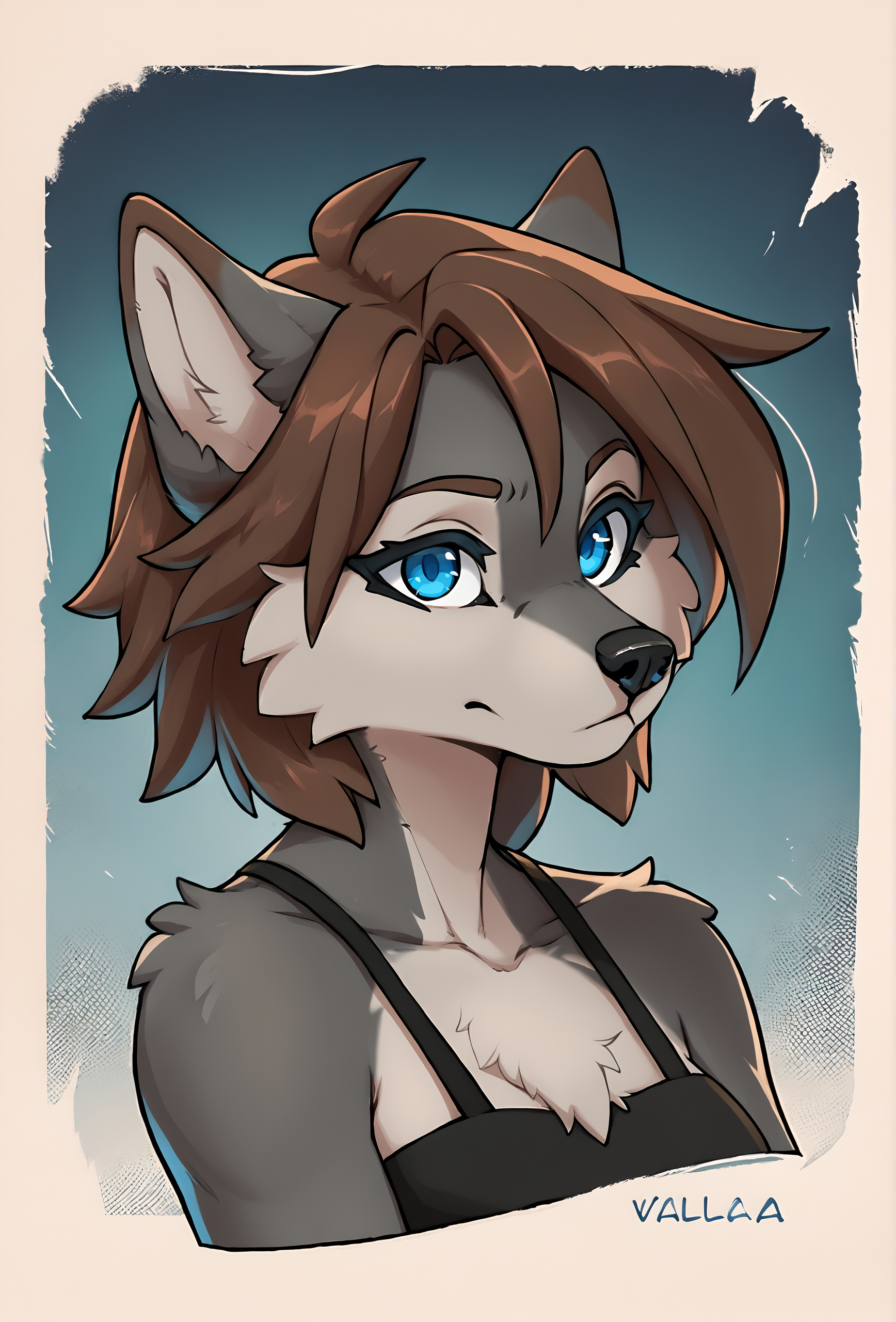 source_furry <lora:softhanten_style_ponyxl_v1:1>,
 <lora:tala_fluffkevlar_ponyXL_v1.1:0.7> tala, furry, wolf girl, 1girl, solo, medium hair, blue eyes, grey fur, brown hair,