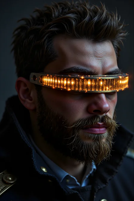 closeup of a man with beard wearing grdvsr over his eyes. , detailed background Fantastic lighting. Detailed shadows.intricate details, vivid colors, hyper-detailed, ultra-sharp, , <lora:FluxMythR3alisticF><lora:PCB_Image_Enhancer_for_FLUX:0.35> <lora:GRD_VISOR_FLUX>
