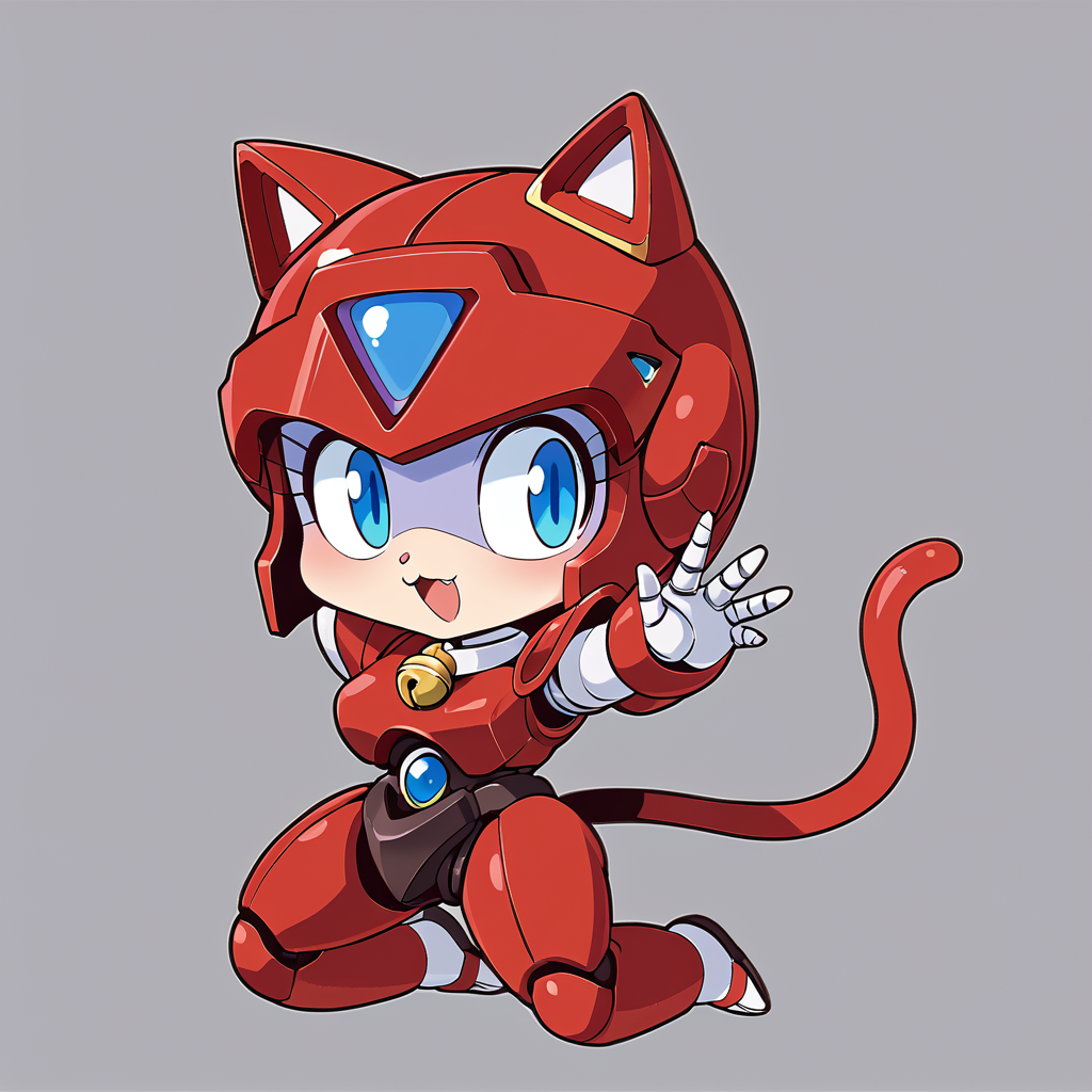 score_9, score_8_up, score_7_up, BREAK source_anime, rating_explicit, best quality, masterpiece, <lora:pururun_pony:1> pururun, 1girl,red helmet, cat tail, blue eyes, cat ears, robot, android,red armor,neck bell, chibi