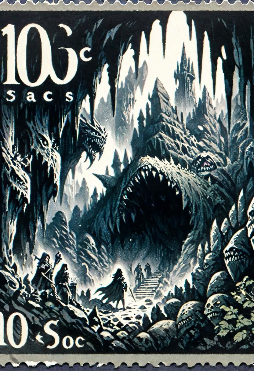 sfw, solo focus, hd, 8k, vintage illustration, masterpiece, award winning illustration of a group of sexy female adventurers exploring a spooky cavern, dungeons and dragons, monsters lurking in the backgeound, intricate details