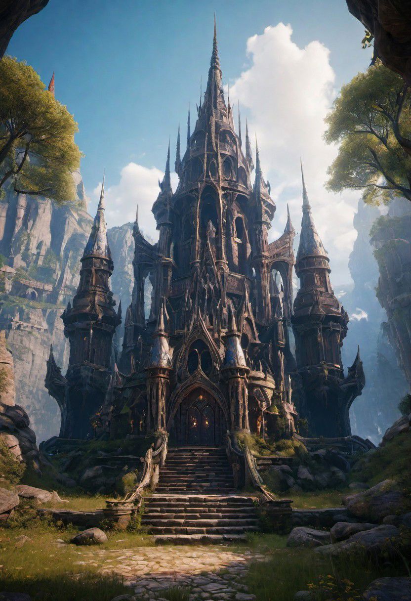 Castle of the dark elves, dark arts, realistic photo,breath taking, sharp lense, professional photographie, 70mm lense, detail love, good quality, unreal engine 5, wallpaper, colerful, highly detailed, 8k, soft light, photo realistic