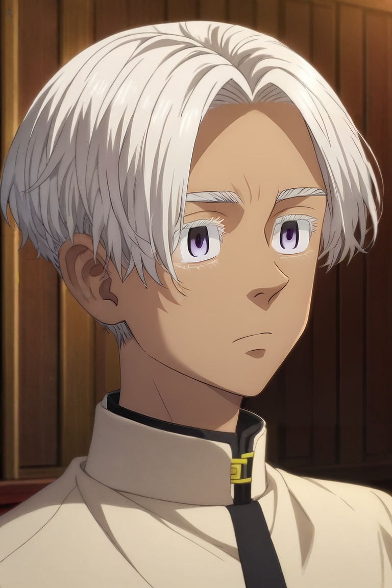 score_9, score_8_up, score_7_up, source_anime, rating_safe, , (photorealistic:0.6), , , 1boy, solo, male focus, <lora:izana_kurokawa_pony:0.9>, izana_kurokawa, white hair, purple eyes, short hair, , , close-up, prairie, indoors, light, squatting, expressionless, , <lora:sdxl_lightning_8step_lora:1>
