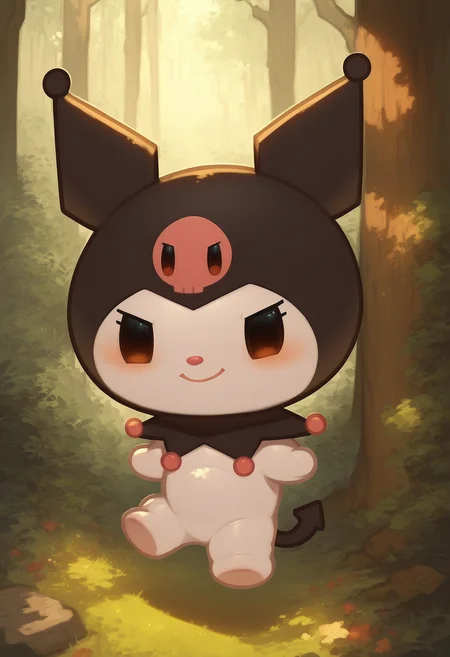 score_9, score_8_up, score_7_up, score_6_up, score_5_up, score_4_up, kuromivx, kuromi, chibi, no humans, in the forest, <lora:kuromi_vx_1.1_PONY:1>