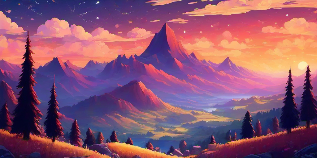 masterpiece high quality
<lora:PE_ToonLand:1> PEToonLand
mountains,stars,sunrise