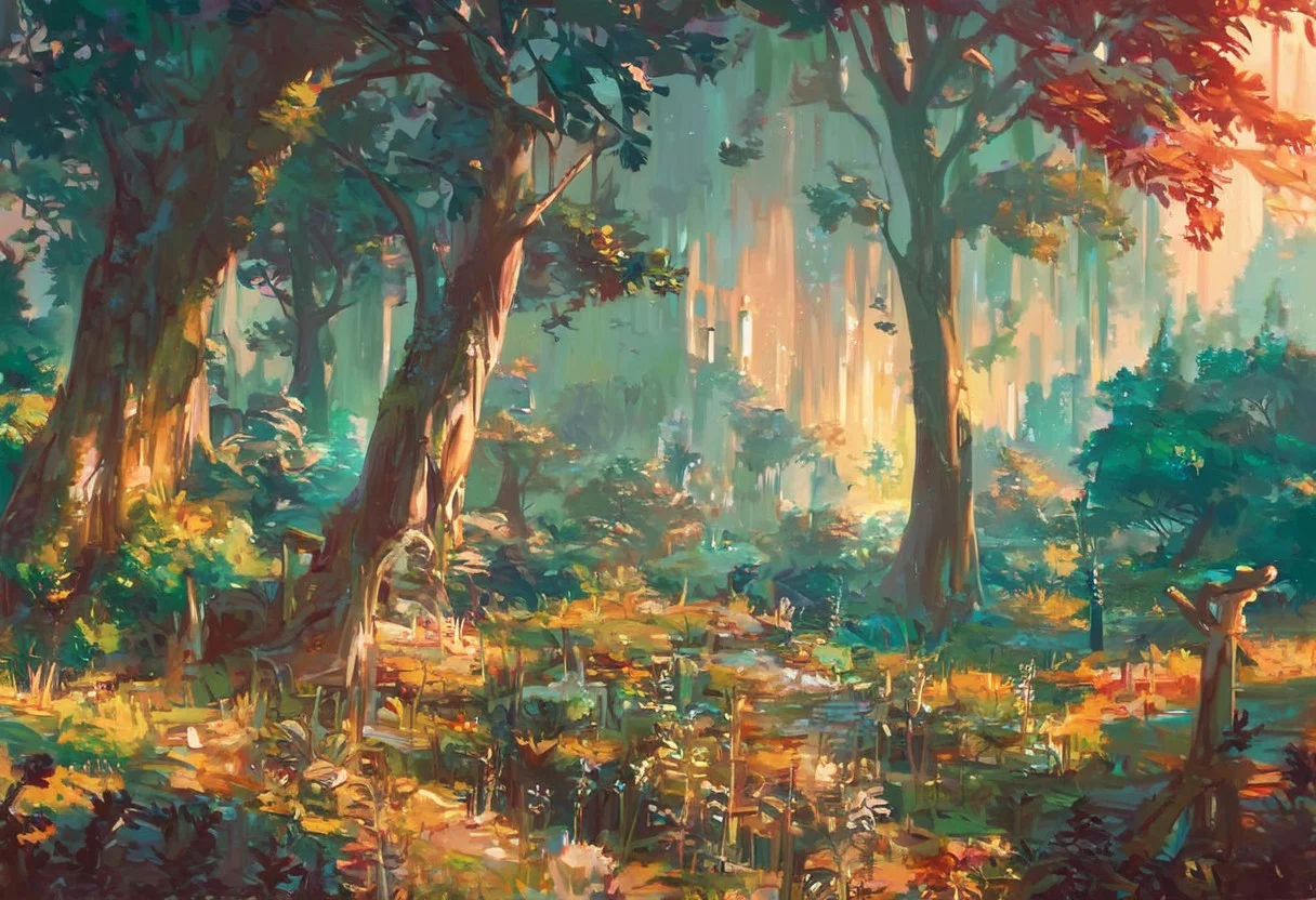 score_9, score_8_up, score_7_up, pmg style, golden forest, sunrise,